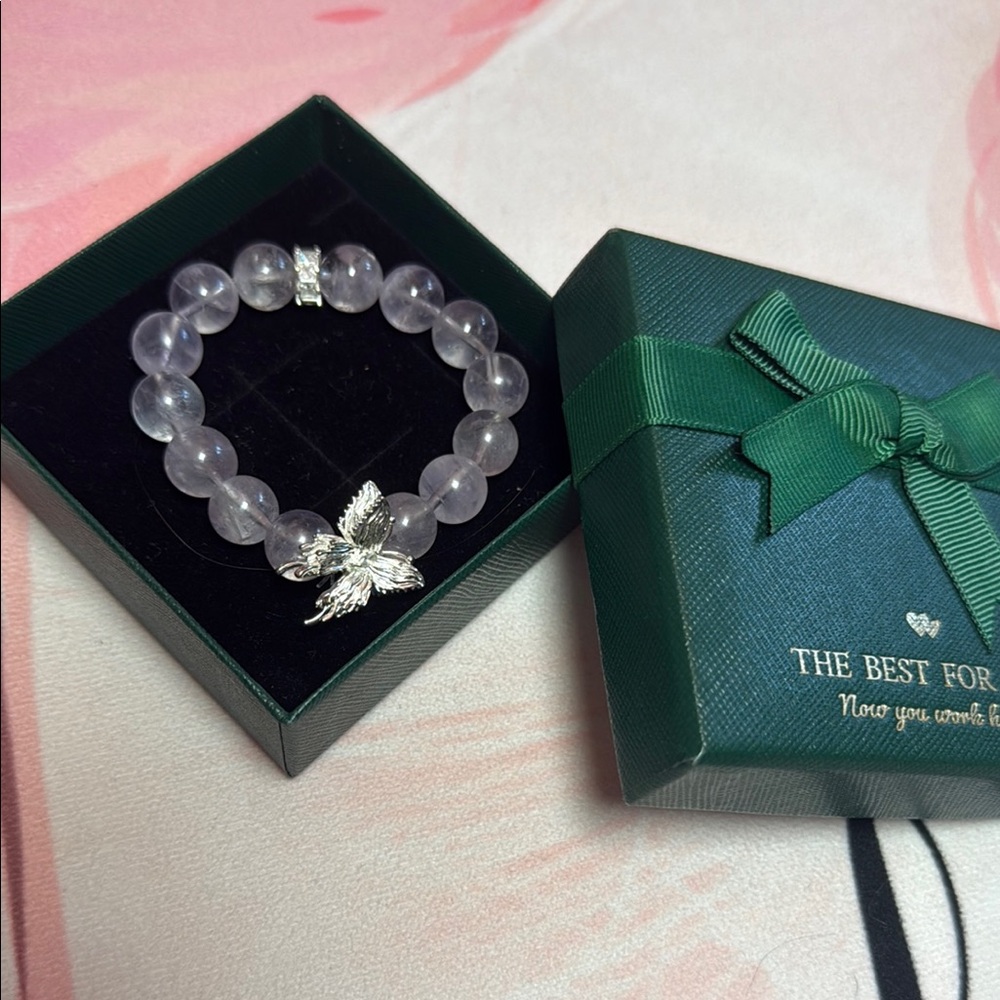 Natural Amethyst Butterfly Charm Bracelet